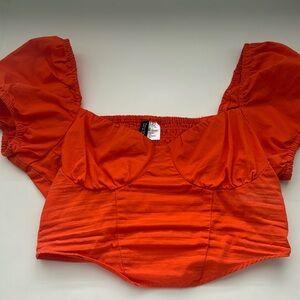 H&M Orange Corset Crop Top Sz Small
